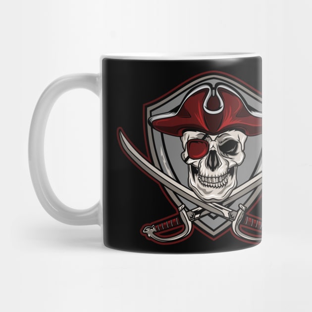 RED JOLLY ROGER SKULL by beanbeardy